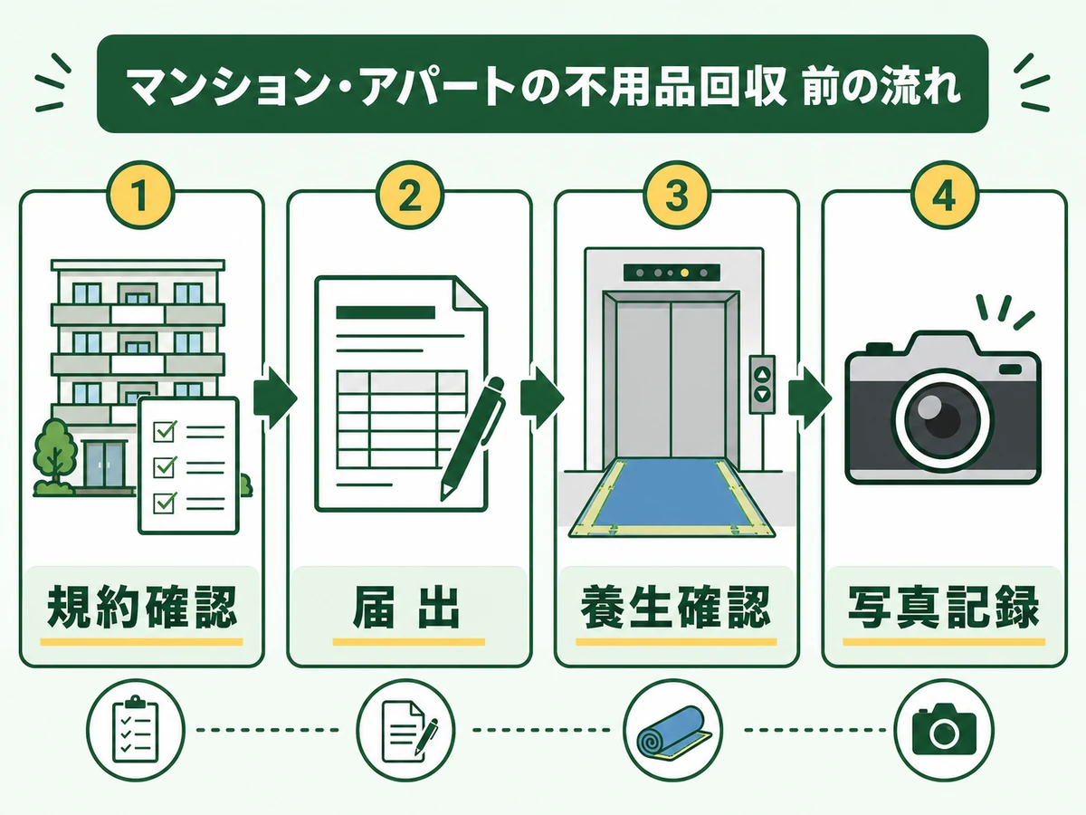 マンション不用品回収の規約確認から写真記録までの流れ