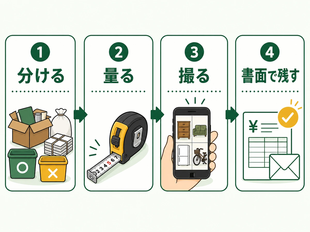 不用品回収の見積前に分ける・量る・撮る・書面で残す確認順