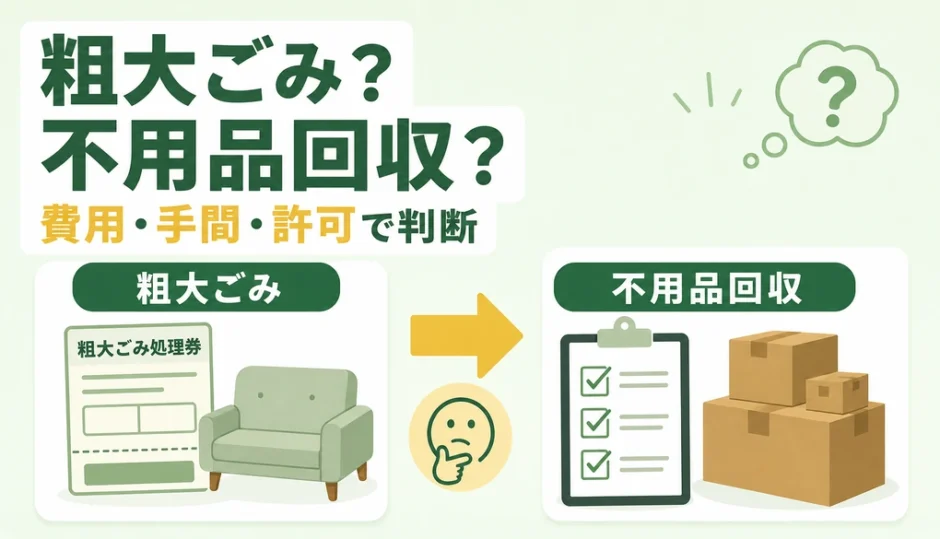 粗大ごみと不用品回収を費用・手間・許可で比較するサムネイル