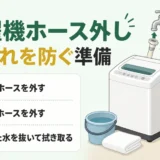 洗濯機ホース外しの水漏れ防止準備を示すサムネイル