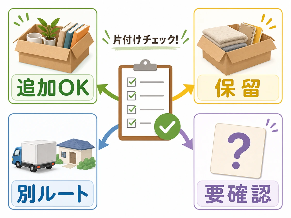 追加してよい物と保留する物を分ける判断チャート