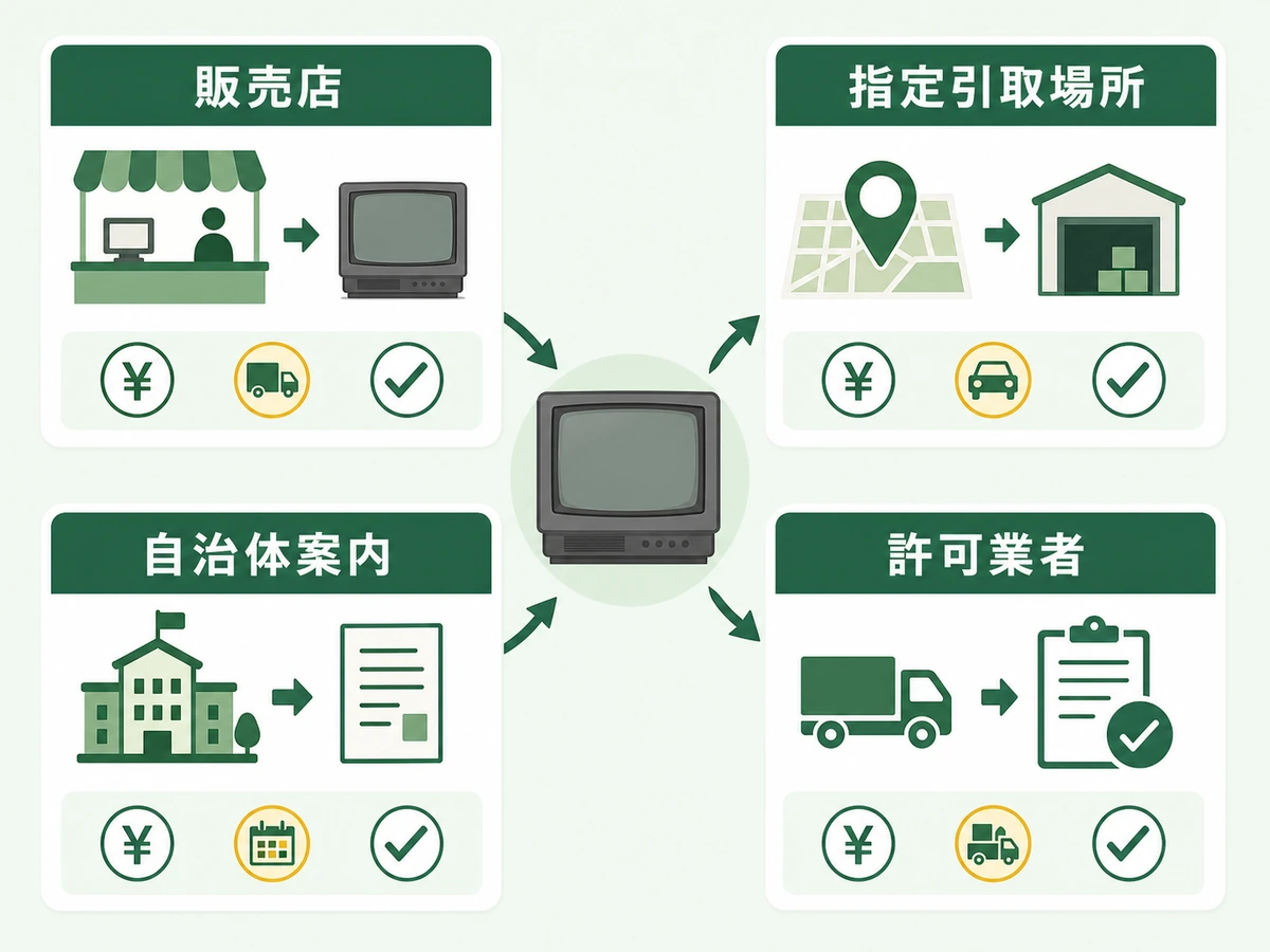テレビの処分方法4つを比較する図解
