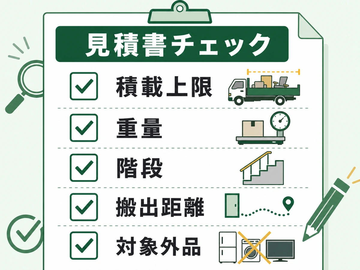 見積書で確認する積載上限や対象外品のチェック項目