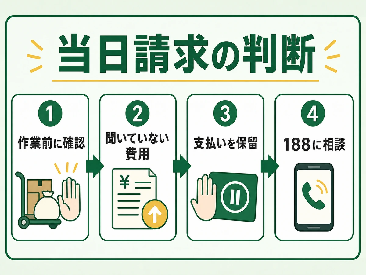 当日に追加料金を請求されたときの確認と相談の流れ
