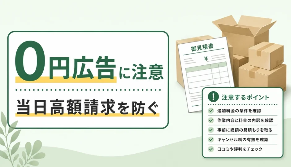 0円広告から不用品回収の当日高額請求を防ぐ確認ポイント