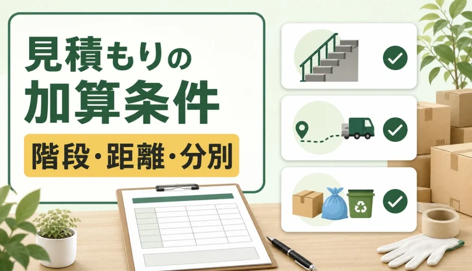 不用品回収の見積もりで確認する階段・距離・分別の加算条件