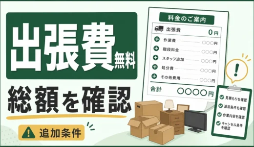 不用品回収の出張費無料で総額と追加条件を確認するイメージ