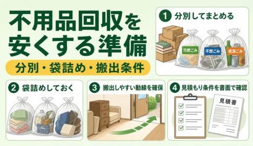 不用品回収を安くする準備｜分別・袋詰め・見積もり確認順