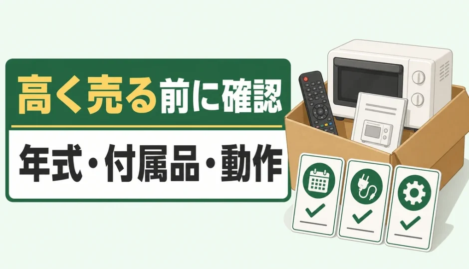 高く売れる不用品かを年式・付属品・動作で確認するイメージ