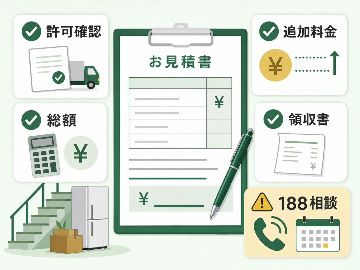 不用品回収業者へ依頼する前の見積書チェック項目