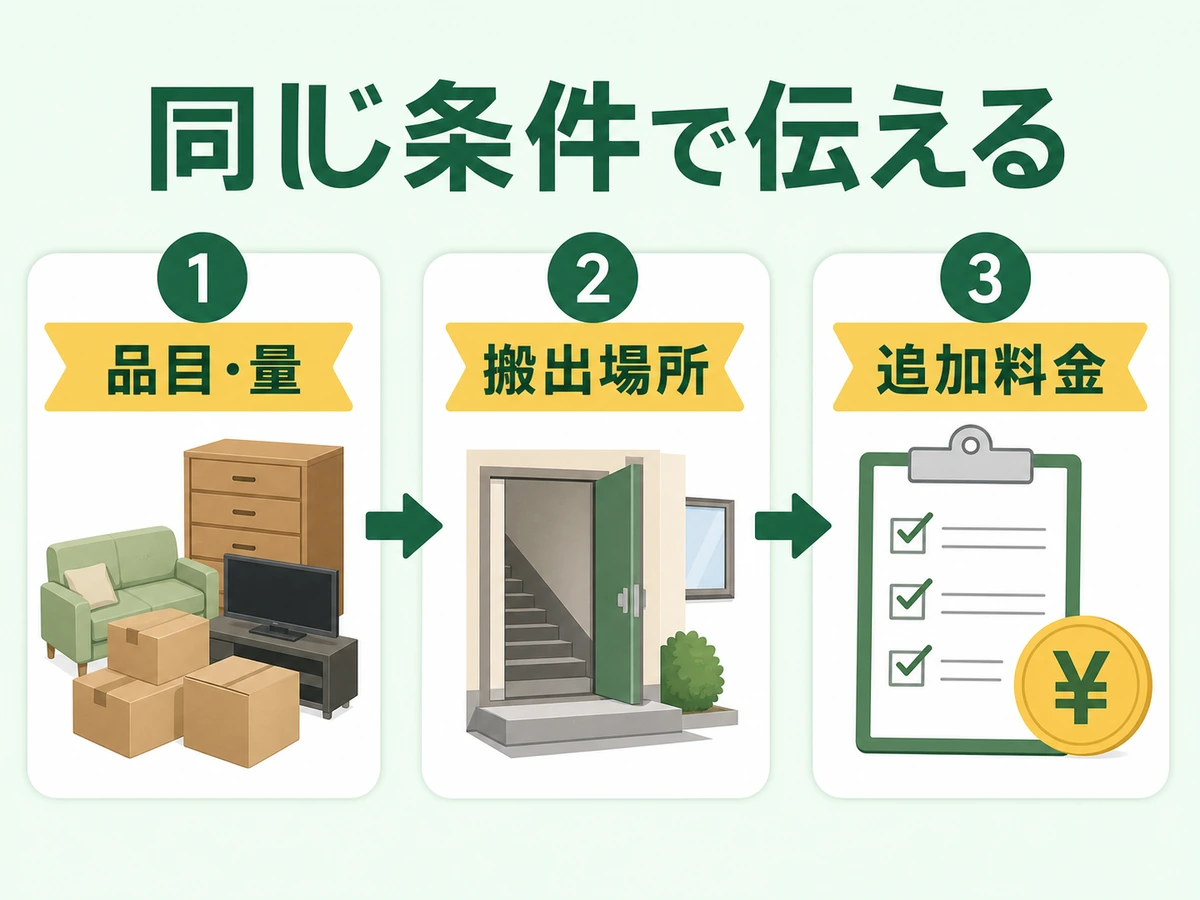 不用品回収の見積もりで同じ条件を伝える確認フロー