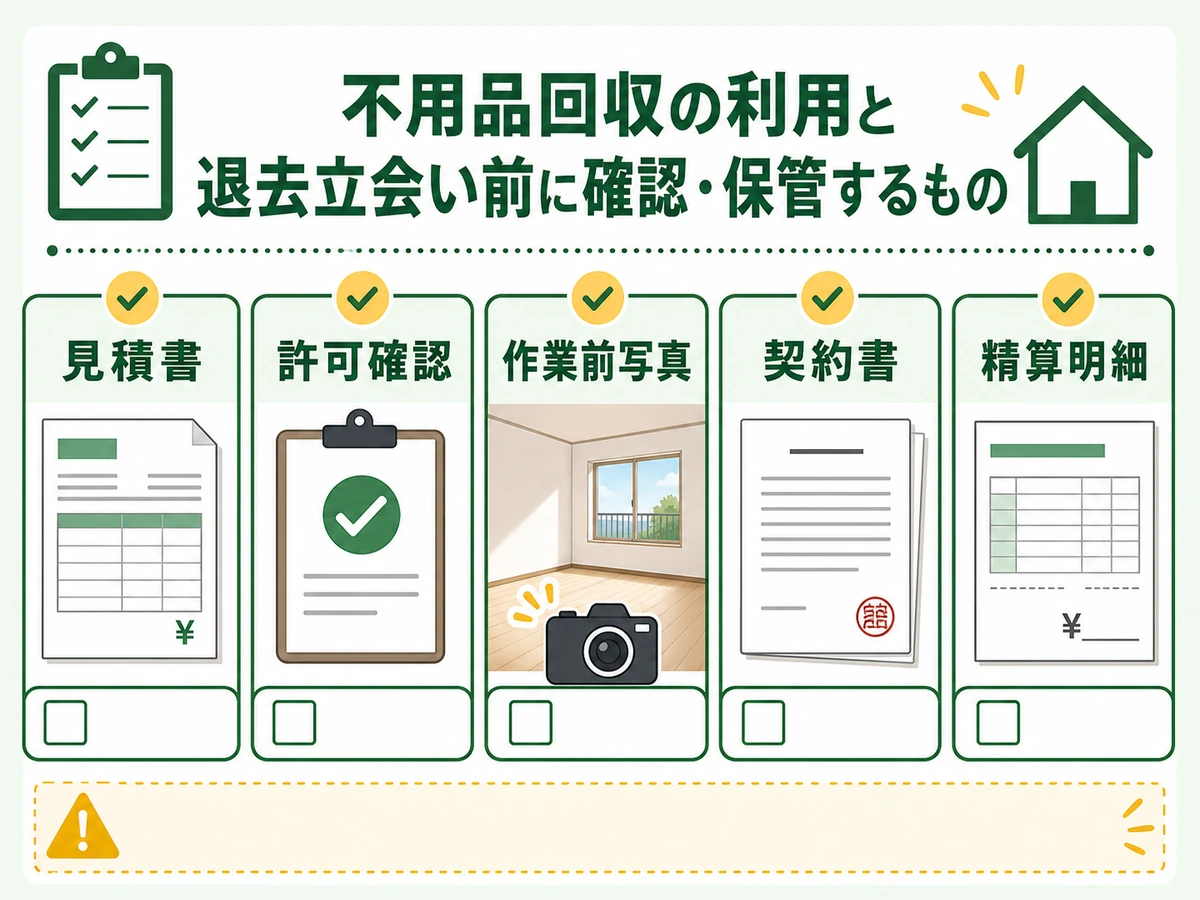 退去立会い前に確認する見積書、許可、写真、契約書、精算明細のチェックリスト