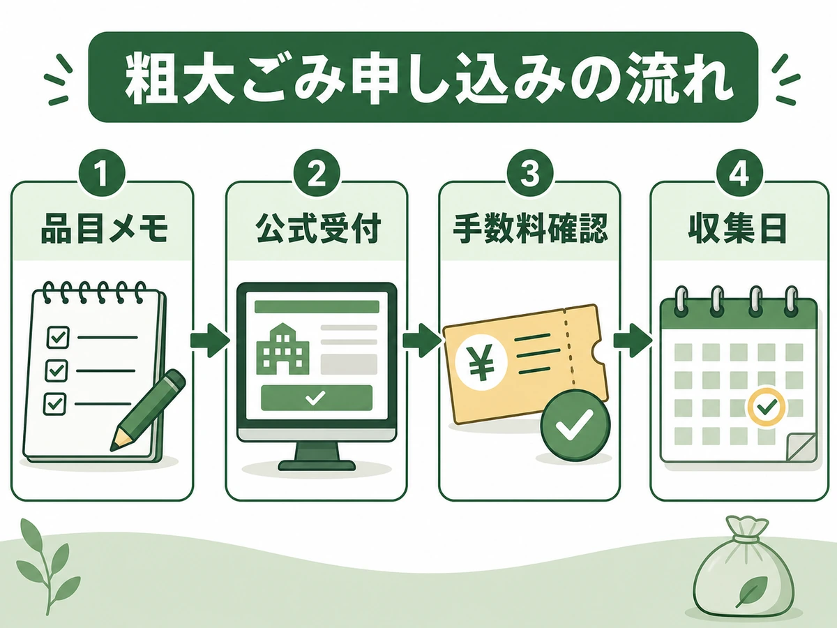 粗大ごみの品目メモから公式受付、手数料確認、収集日確認までの流れ