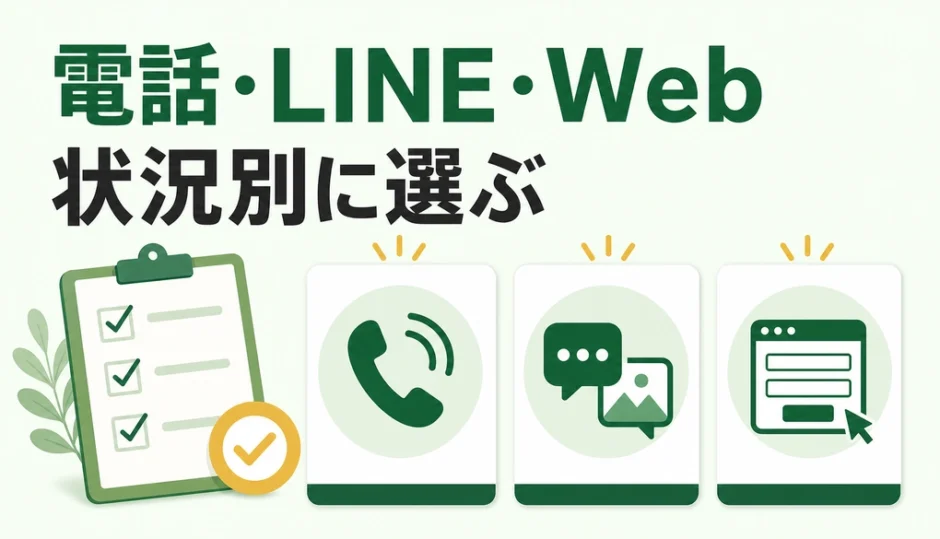 不用品回収の問い合わせ方法を電話・LINE・Webから状況別に選ぶ図