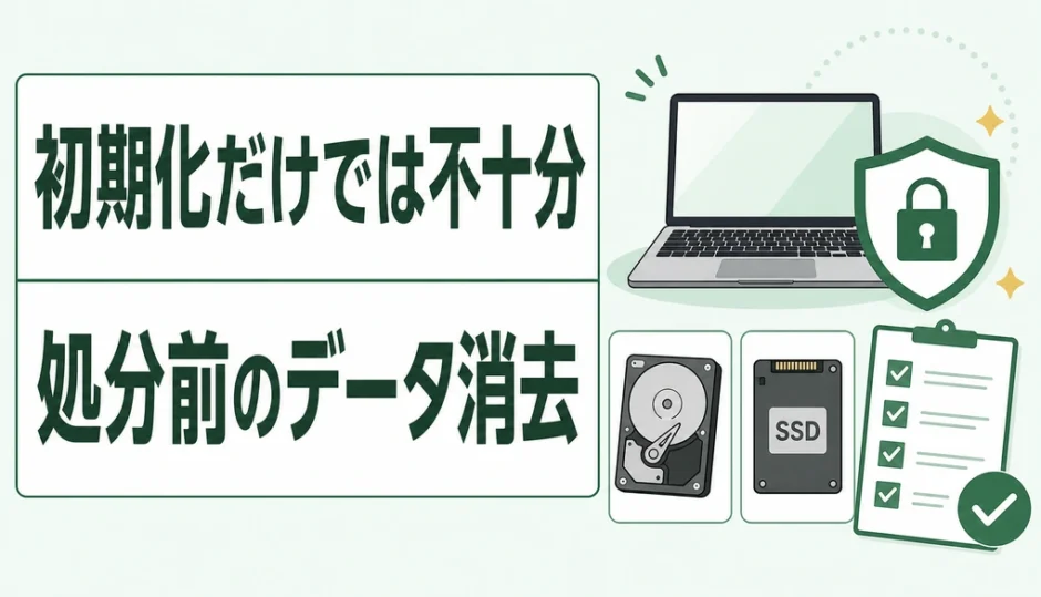 パソコン処分前のデータ消去は初期化だけでは不十分であることを示す画像