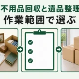 不用品回収と遺品整理を作業範囲で選ぶための比較