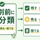 分別前に残す・売る・捨てるの3分類を示す図解