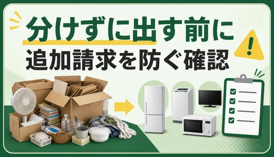 リサイクル品を分けずに出す前の追加請求確認を示すサムネイル