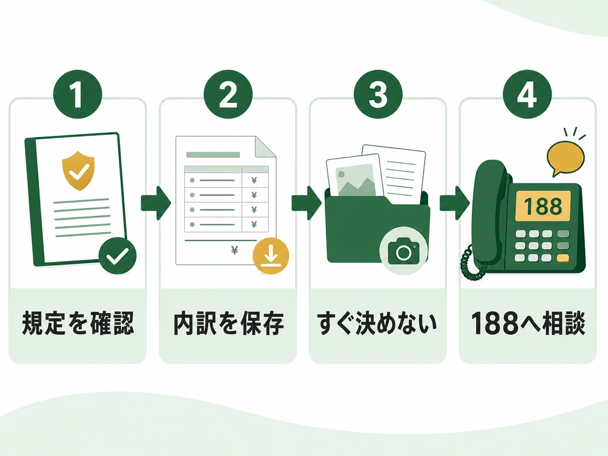 高額なキャンセル料を請求されたときに規定・内訳を確認して188へ相談する流れ