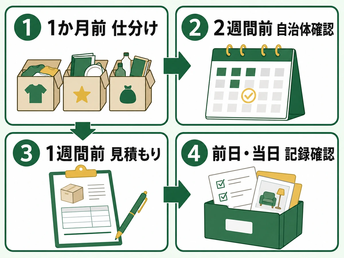 引越し1か月前から当日までの不用品処分の確認フロー