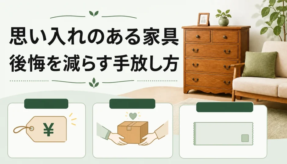 思い入れのある家具を後悔なく手放す方法を示すサムネイル